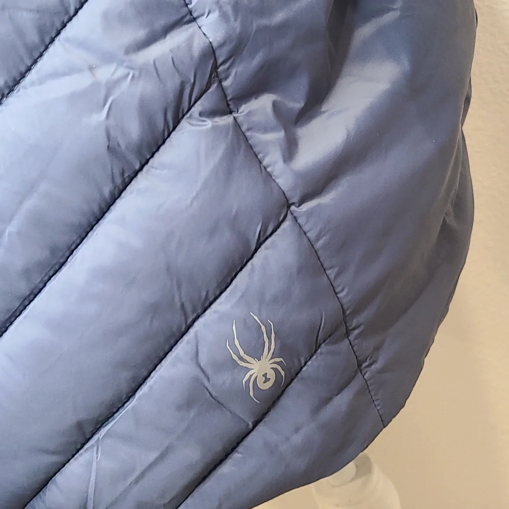 NWT Spyder blue puffer long coat, medium - Picture 5 of 12